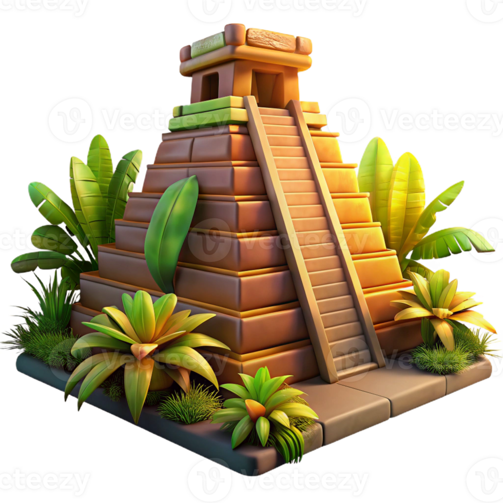 elegant modern A Mayan Pyramid in a Lush Jungle Intense professional png