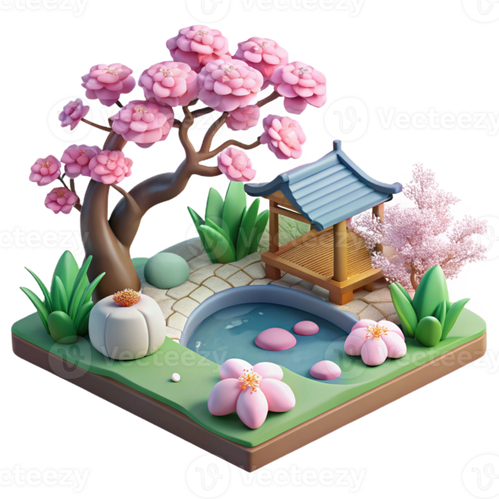serene creative A Serene Japanese Garden with a Koi Pond C genuine png