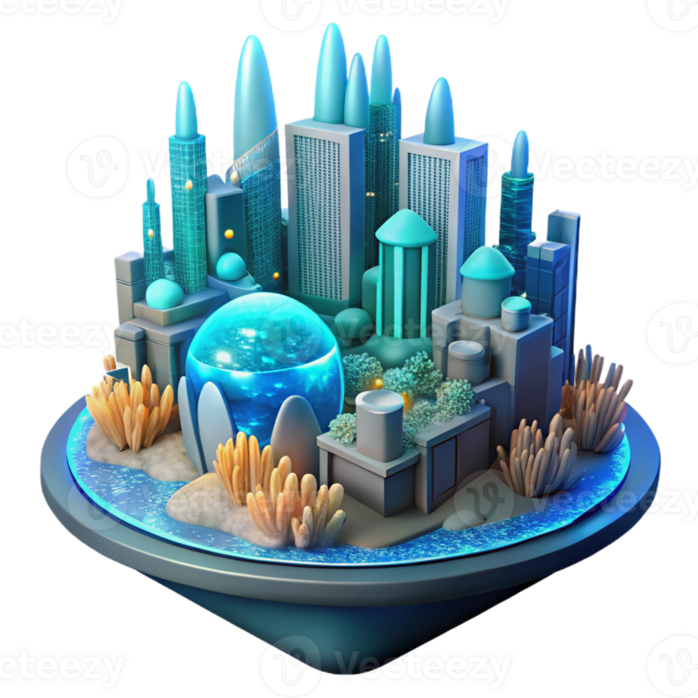 serene minimalist A Futuristic City Built on the Ocean Floo professional png