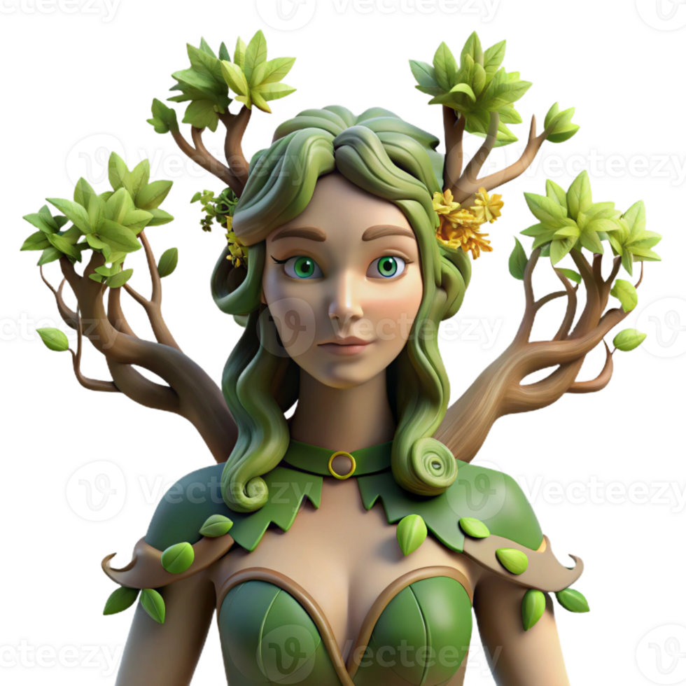 elegant artistic Serene Dryad and Ancient Oak high resolution png