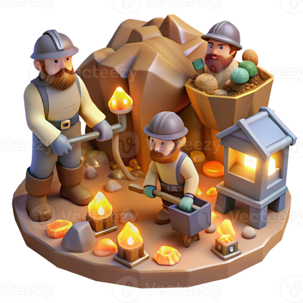 wonderful abstract A Group of Dwarves Mining for Gems in A exclusive png