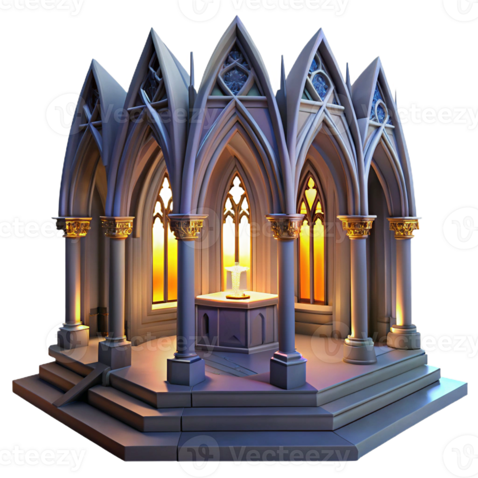 magnificent modern Gothic Cathedral Interior Stained Glass Windows authentic png