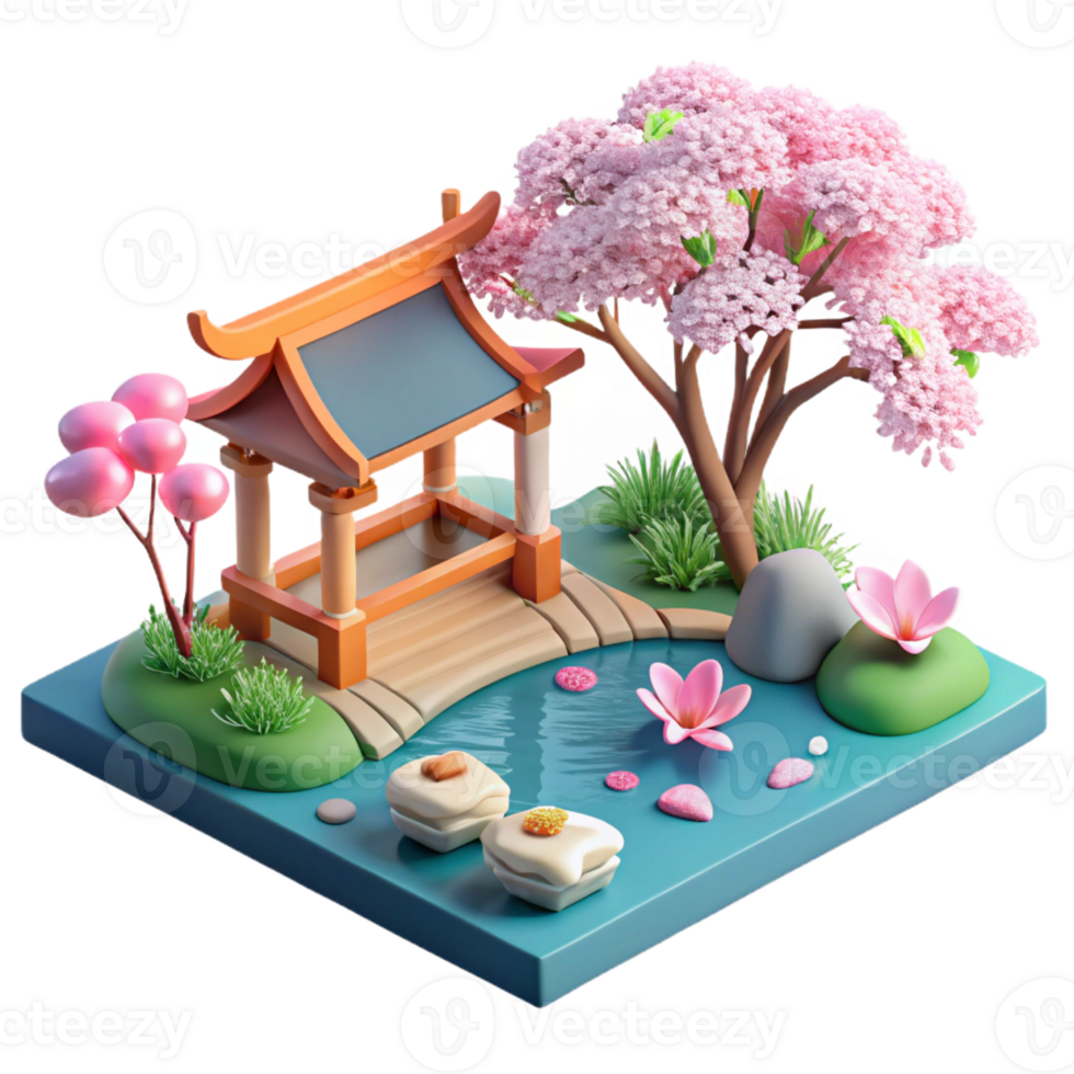 magnificent modern A Serene Japanese Garden with a Koi Pond C high quality png