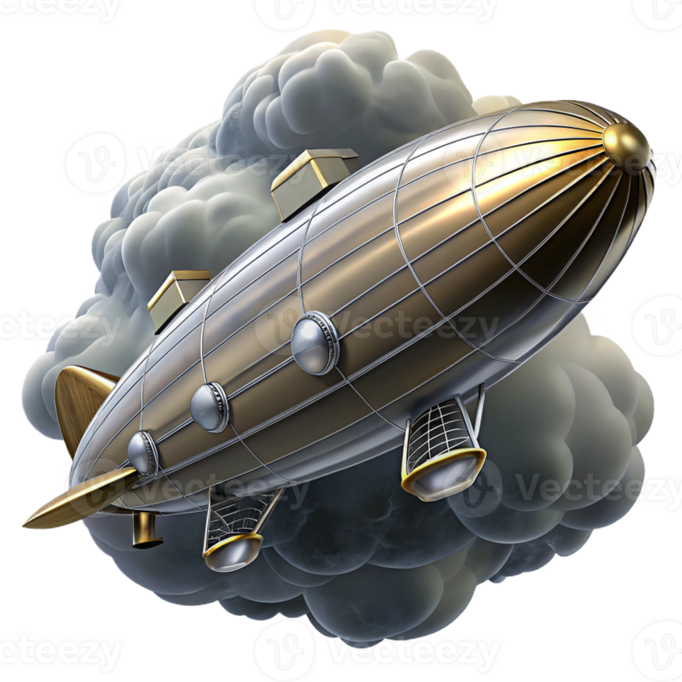 vibrant rustic A Steampunk Zeppelin Sleek and Silver exclusive png