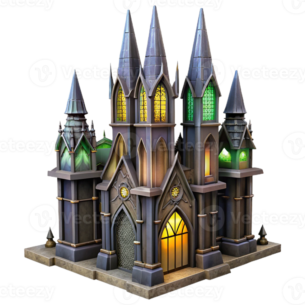 stunning minimalist A Towering Gothic Skyscraper with Gargoyle premium png
