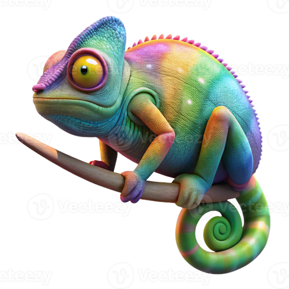 impressive vintage Chameleon on a Branch high resolution png