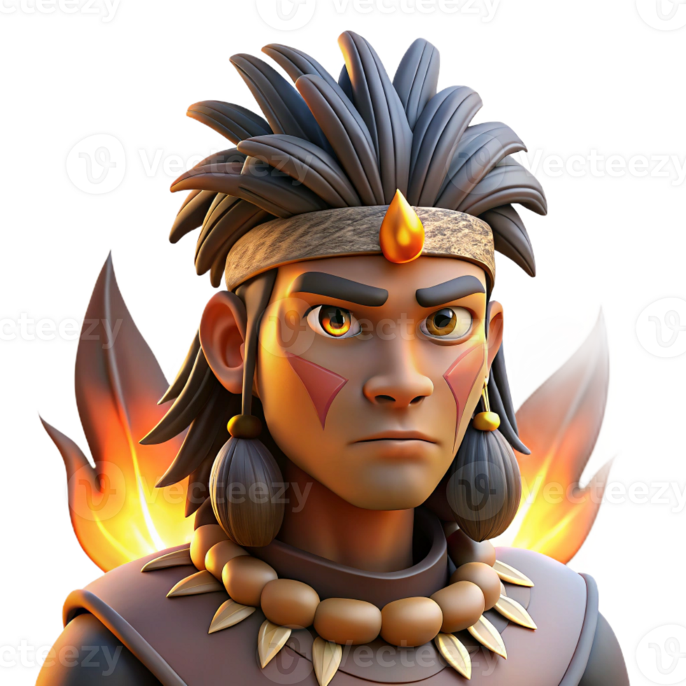 elegant vintage Portrait of a Tribal Warrior with Intricat professional png