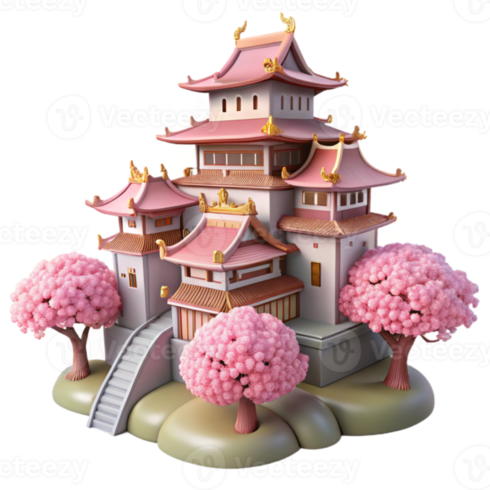 magnificent abstract A Traditional Japanese Castle Cherry Bl authentic png