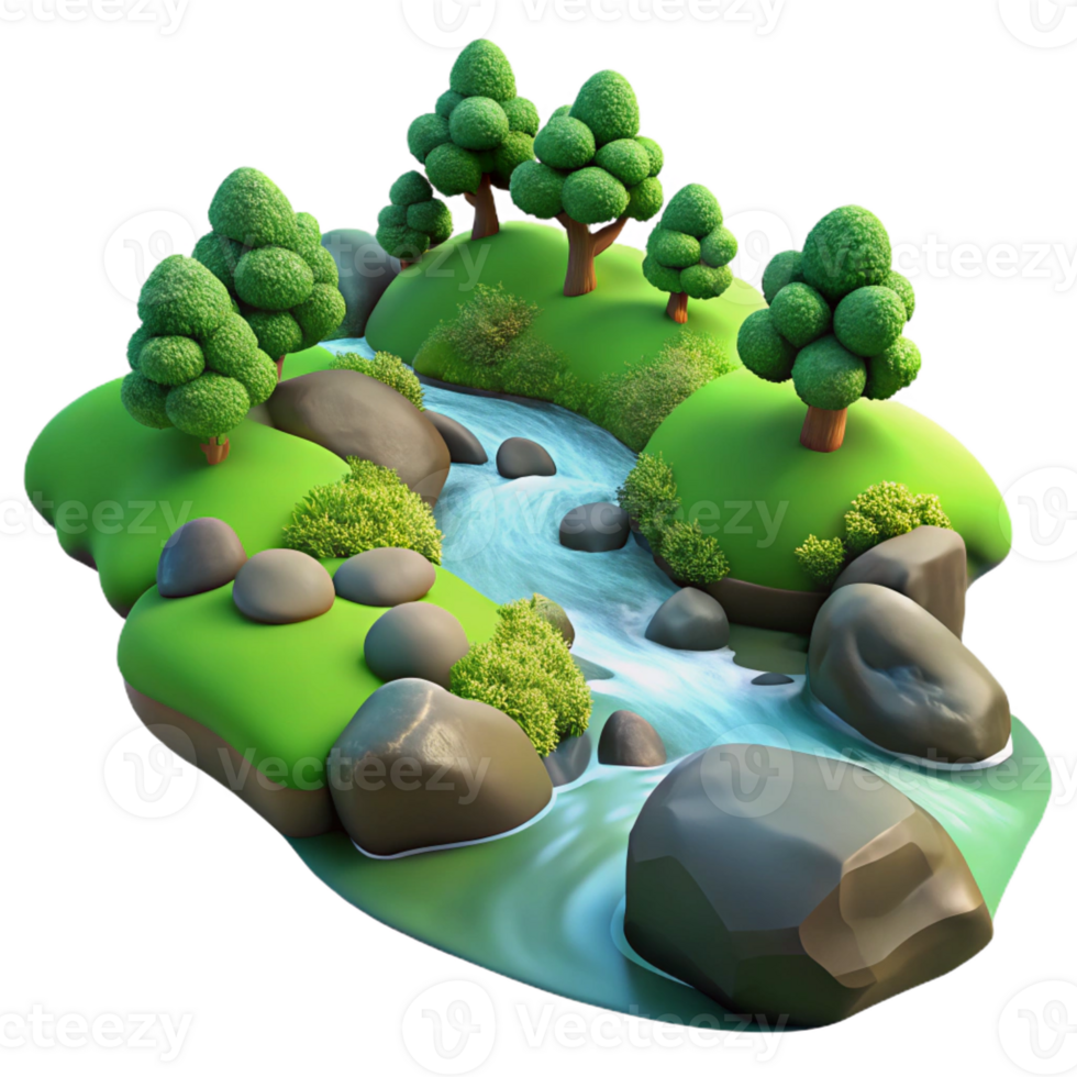 wonderful artistic A Babbling Brook Flowing Through a Mossy F genuine png