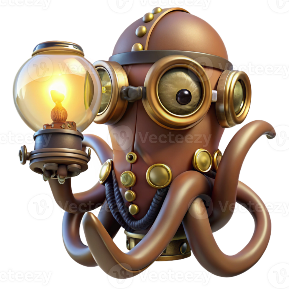 impressive artistic A Portrait of a Steampunk Octopus with Go high quality png