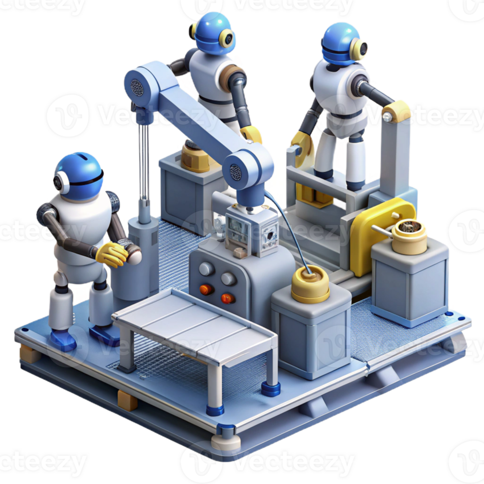magnificent artistic A Group of Robots Working in a Futurist high quality png