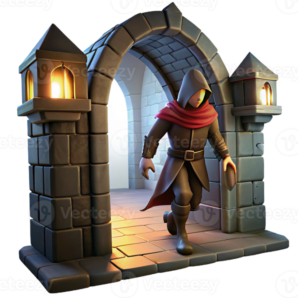 beautiful traditional A Cunning Rogue Sneaking Through a Dimly 4K png