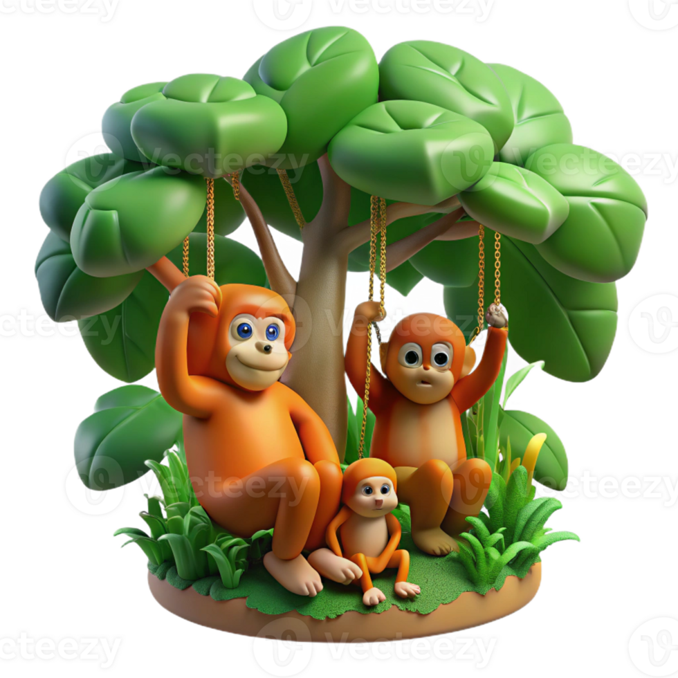stunning rustic A Family of Orangutans Swinging Through high resolution png