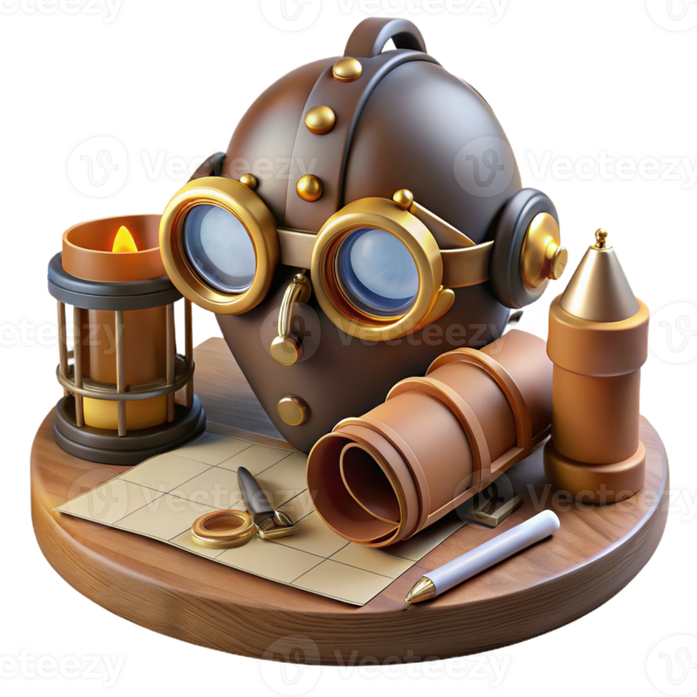 impressive minimalist Steampunk Goggles and Mask Set original png