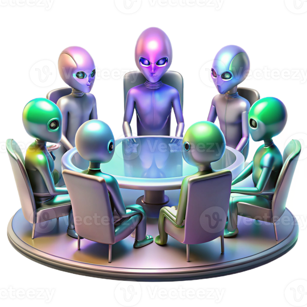 elegant artistic A Group of Alien Diplomats with Iridesc detailed png