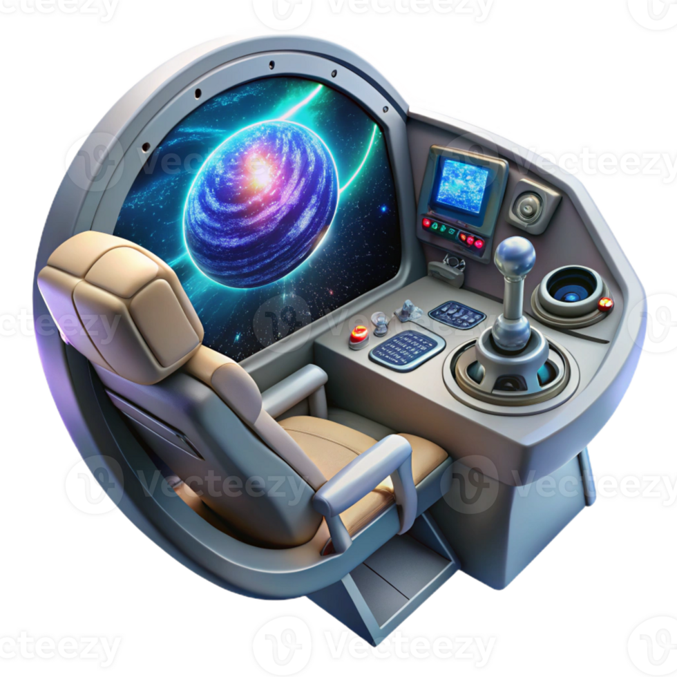 vibrant modern A Spaceship Cockpit with Complex Contro genuine png