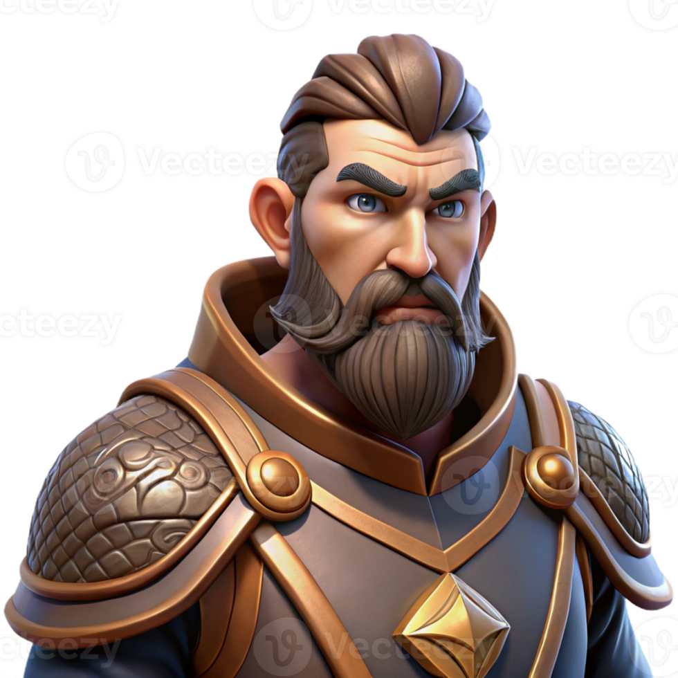 vibrant vintage Portrait of a Stoic Bearded Dwarf King I professional png