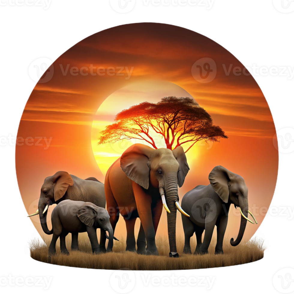 beautiful modern A Herd of Elephants Silhouetted Against A authentic png