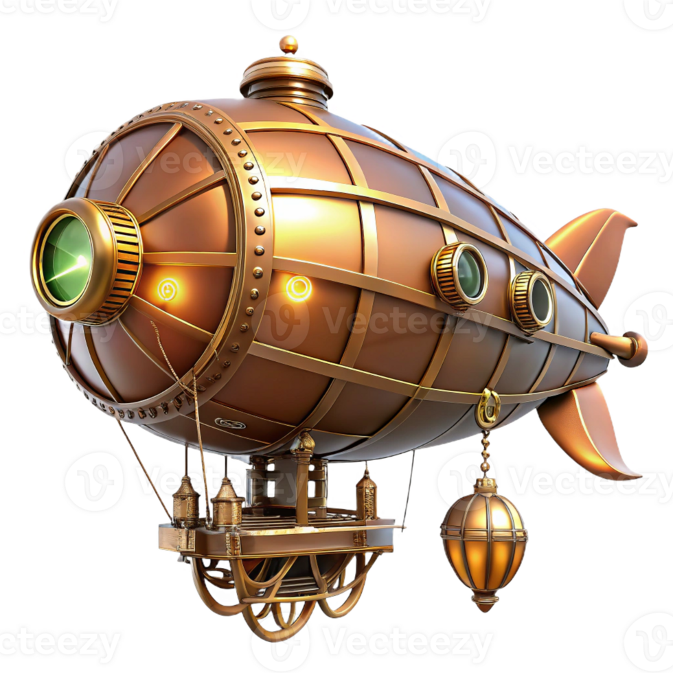 impressive classic Steampunk Airship Copper and Brass original png