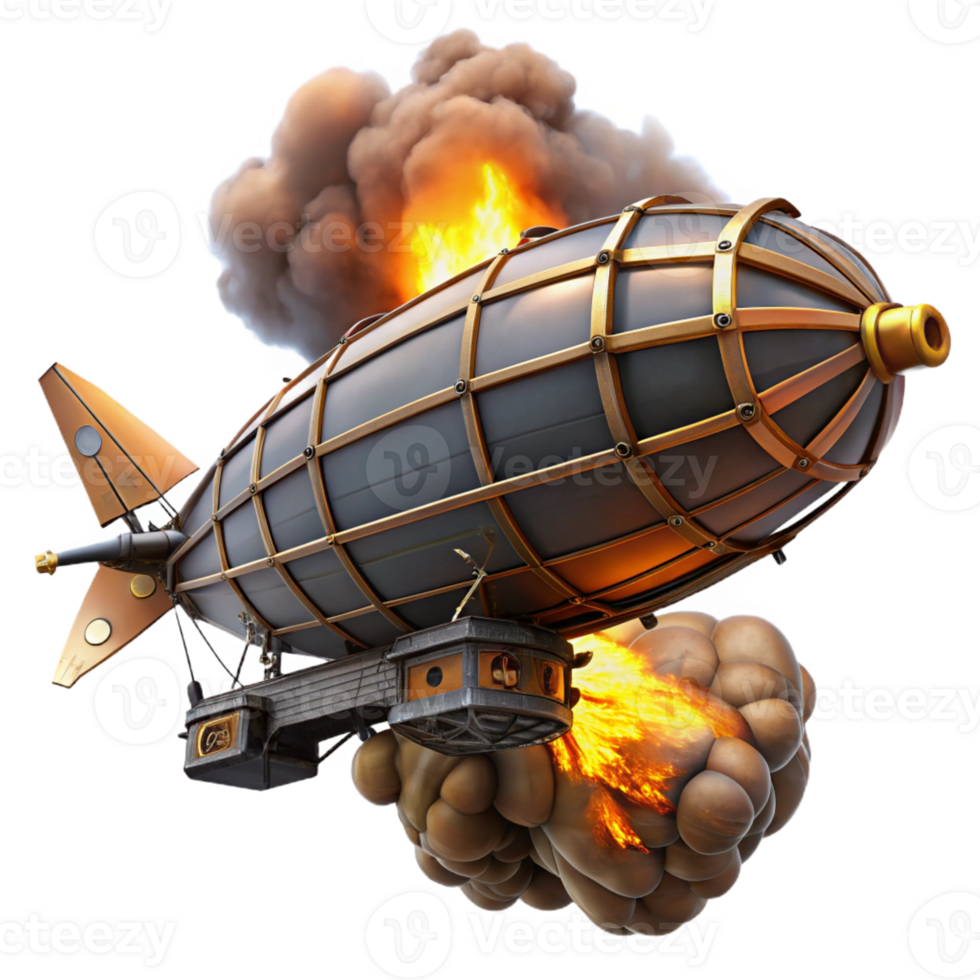 magnificent modern Steampunk Airship Battle Explosions professional