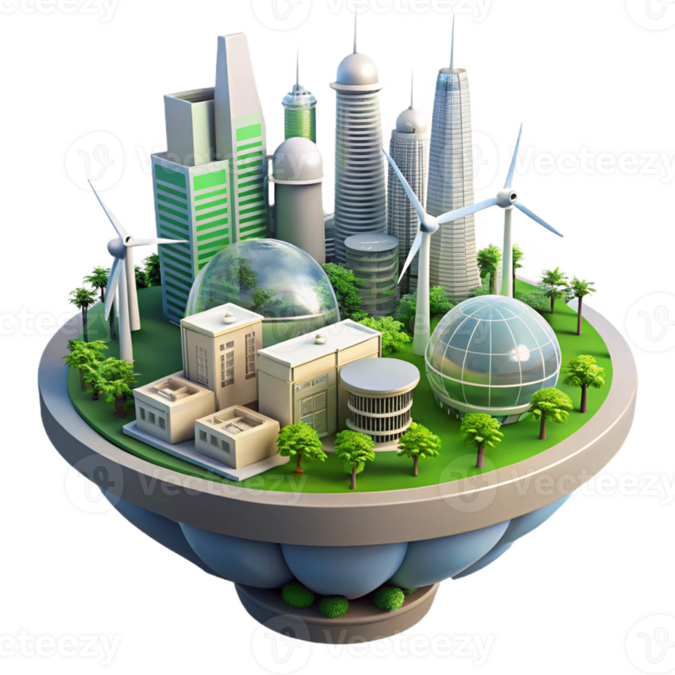 wonderful abstract Futuristic Eco City Self-sustaining Design premium png
