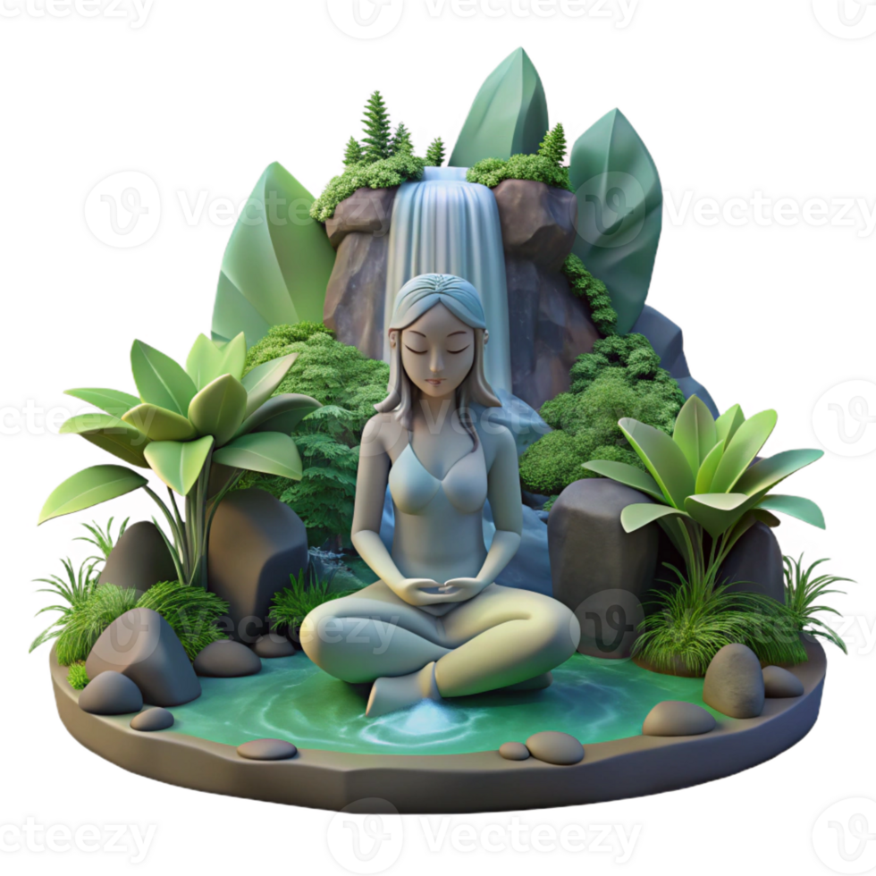 elegant abstract A Serene Dryad Meditating Beneath a Water high quality png
