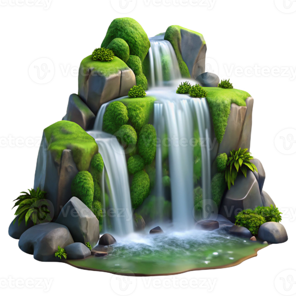 stunning modern A Serene Waterfall Cascading Down Mossy Roc exclusive png