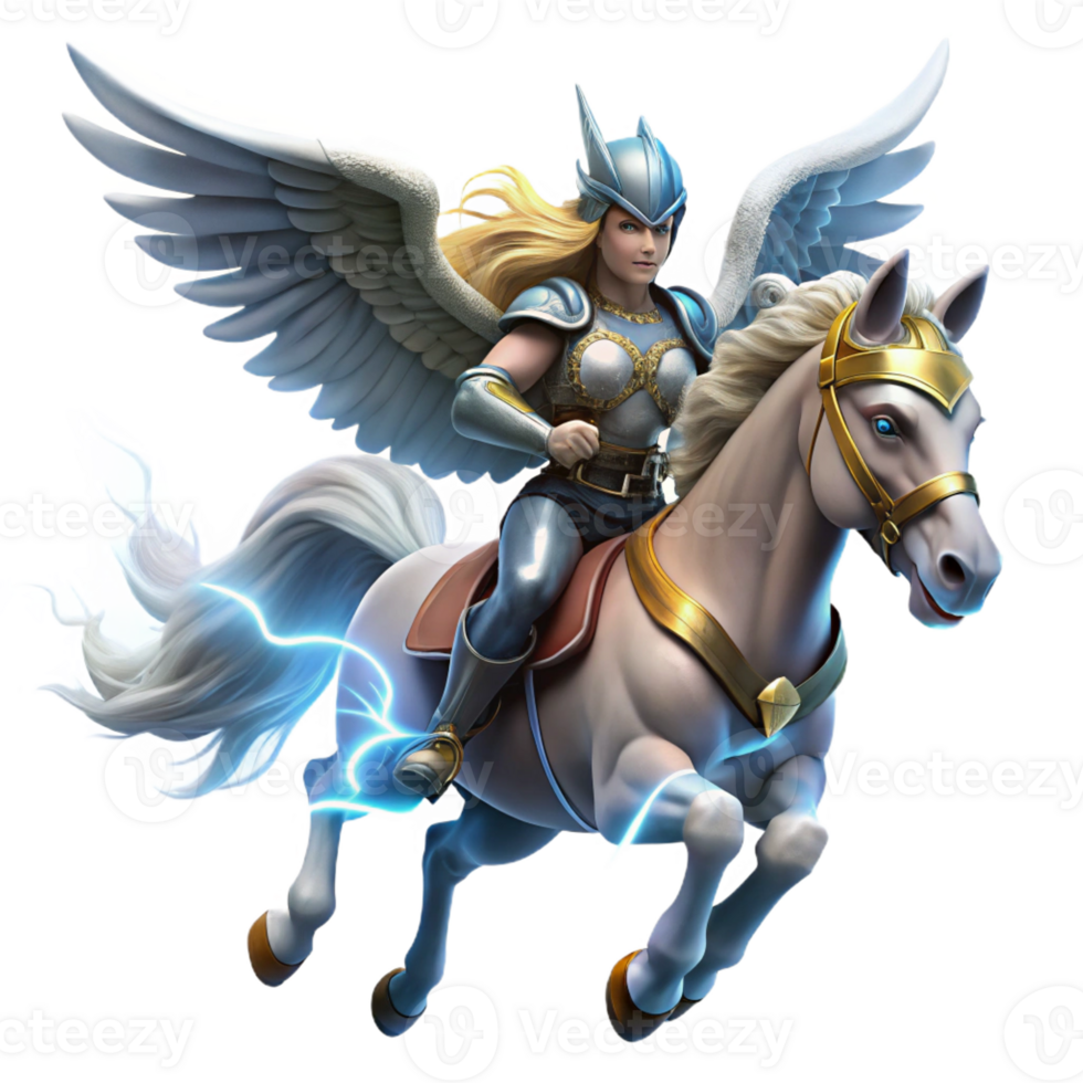 magnificent artistic A Valkyrie Riding a Winged Horse Through exclusive png