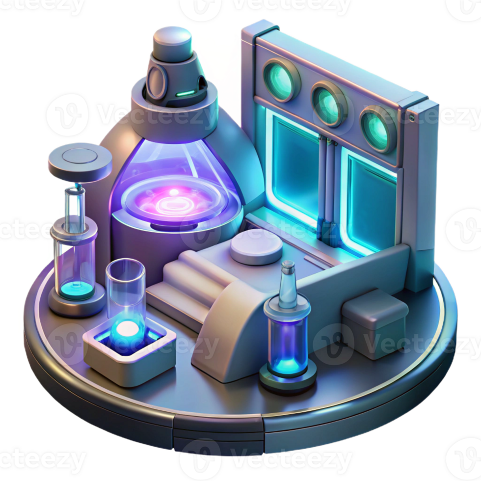 impressive modern A Futuristic Laboratory with Glowing Equ png
