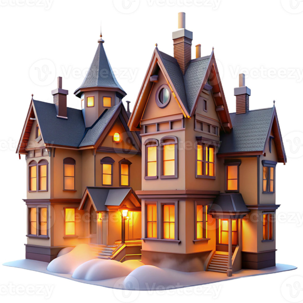 wonderful creative Victorian Era Terraced Houses Fog Rolling detailed png