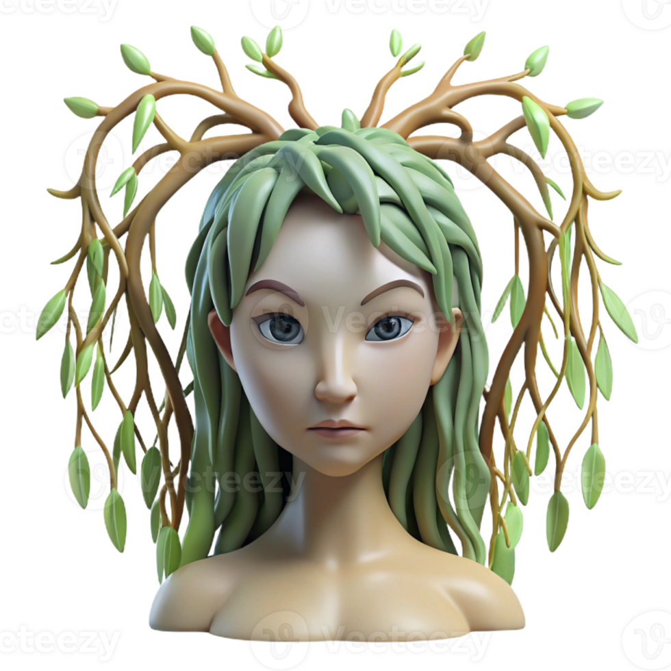 vibrant contemporary A Serene Dryad Emerging from a Willow Tree premium png