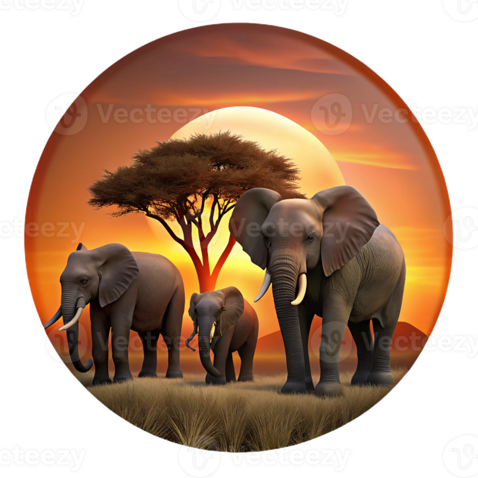 serene classic A Herd of Elephants Silhouetted Against A professional png