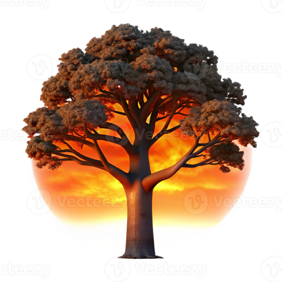 extraordinary artistic A Lone Weathered Oak Tree Silhouetted Ag authentic png