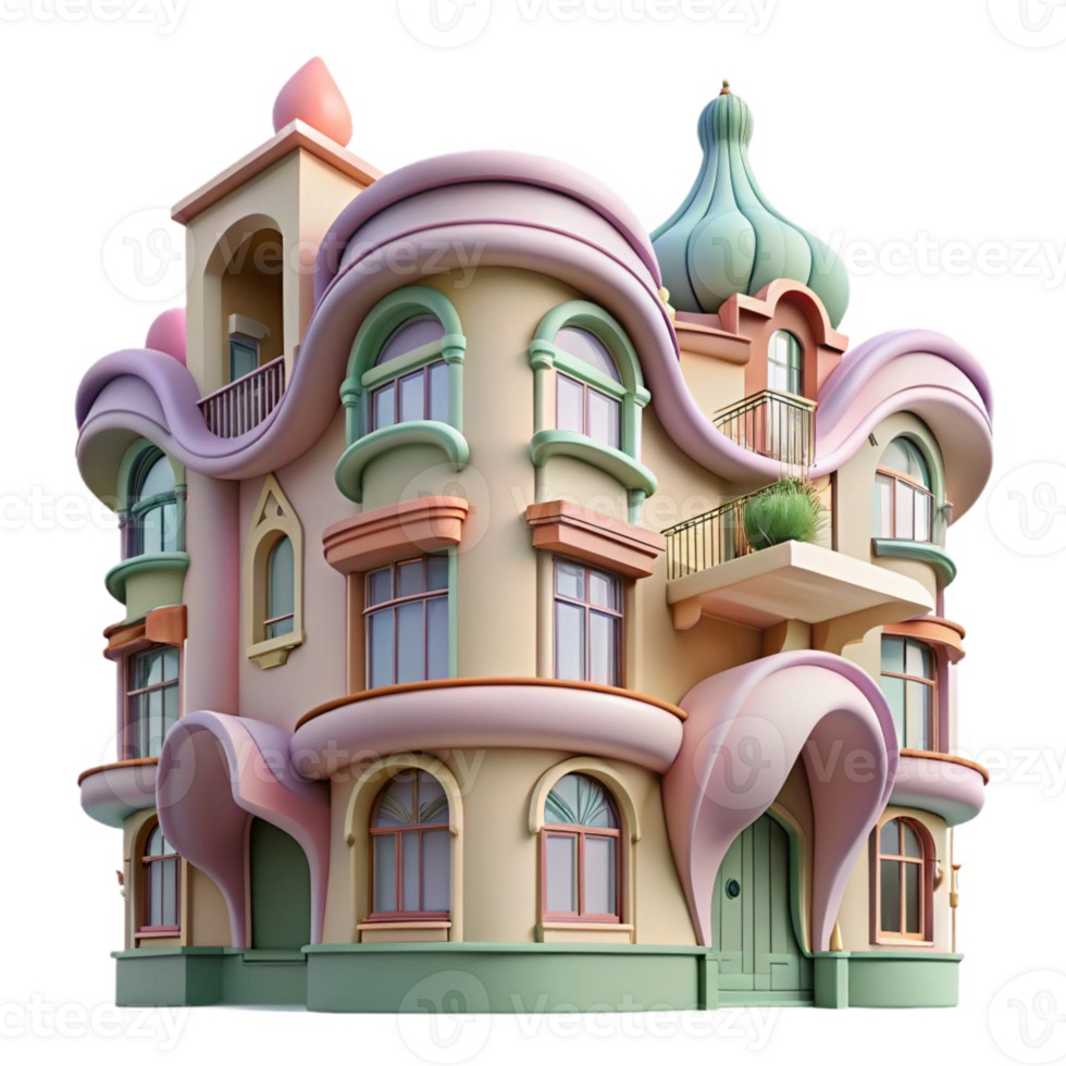 stunning modern Art Nouveau Apartment Building 4K png
