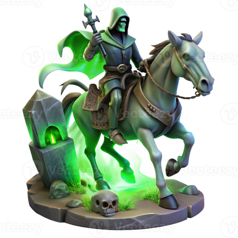 stunning minimalist A Spectral Knight Riding a Skeletal Hors high quality png