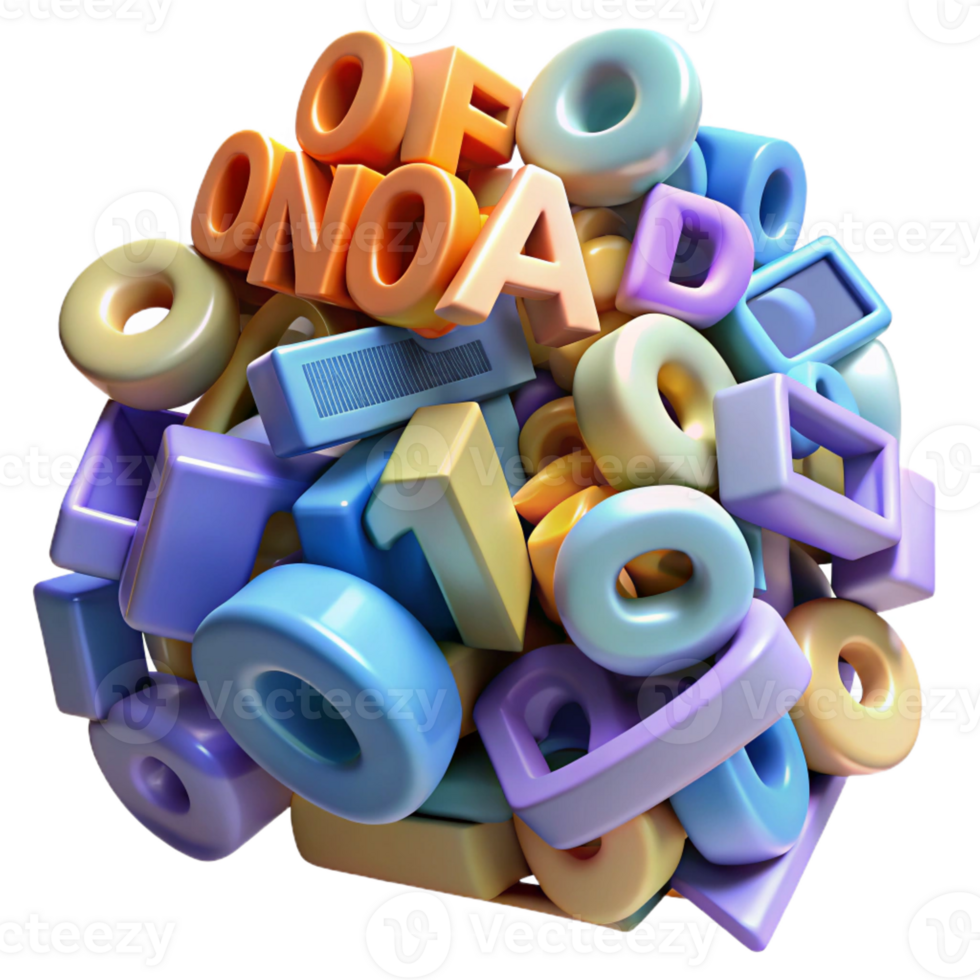 serene creative A Chaotic Jumble of Letters and Numbers premium png