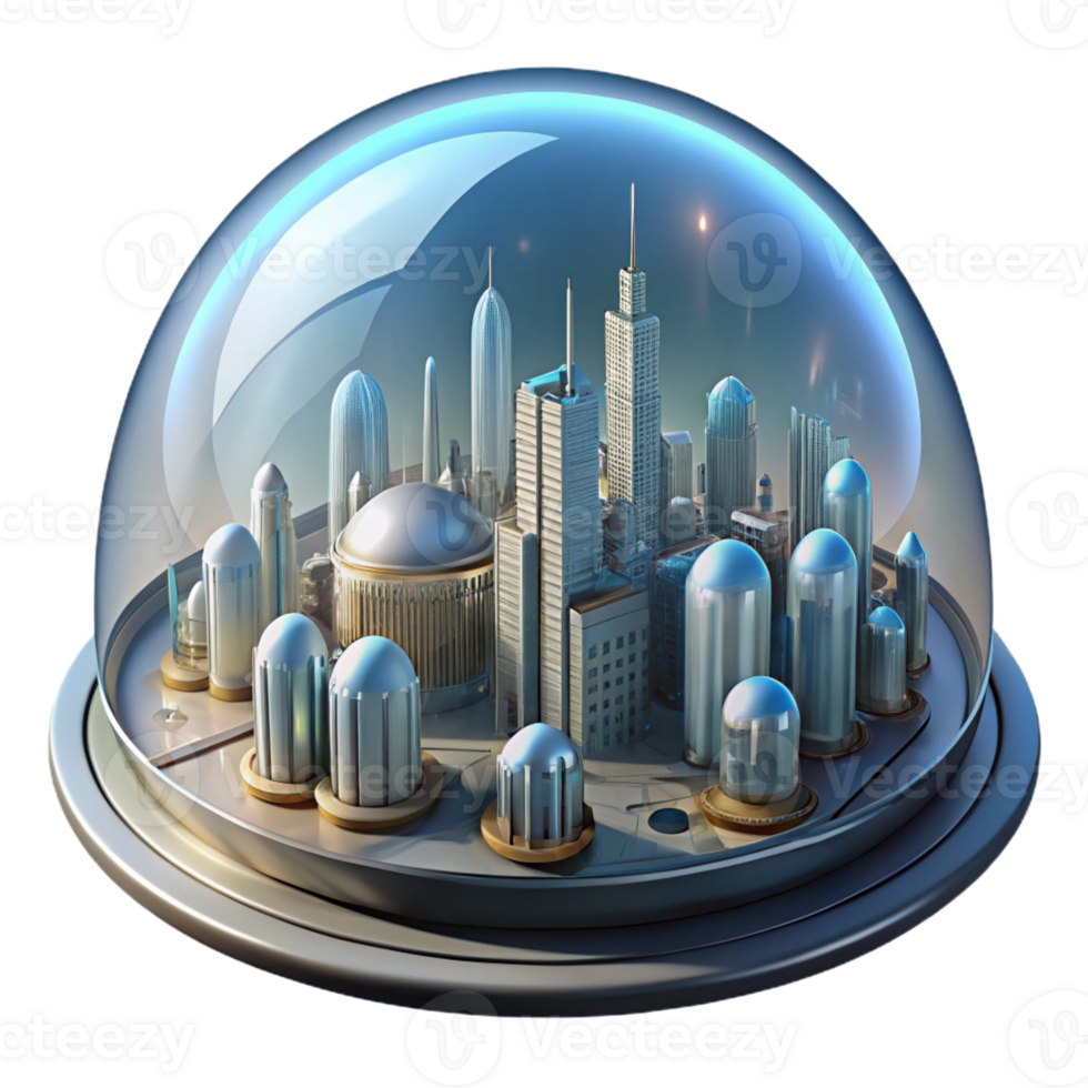 vibrant artistic A Futuristic City Built Within a Giant Dom high resolution png