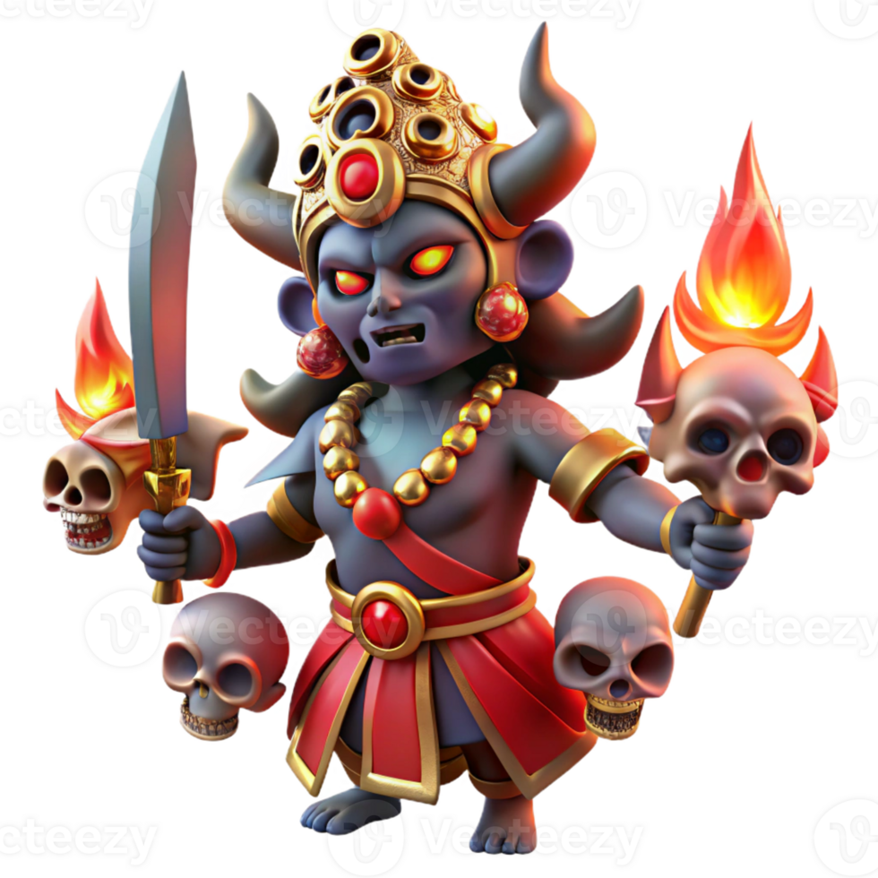 magnificent traditional Kali Wrathful Goddess with Bloody Sword professional png