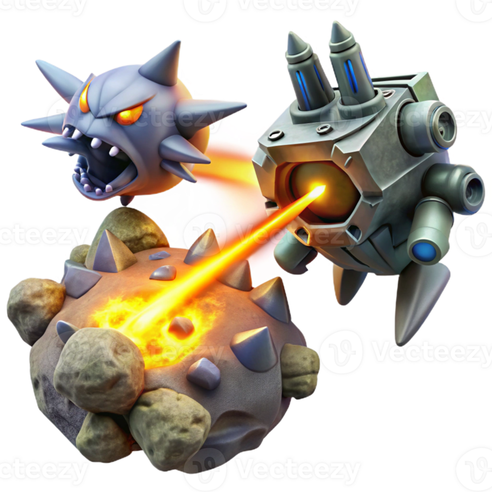 beautiful traditional A Spaceship Battling a Giant Space Creatu premium png