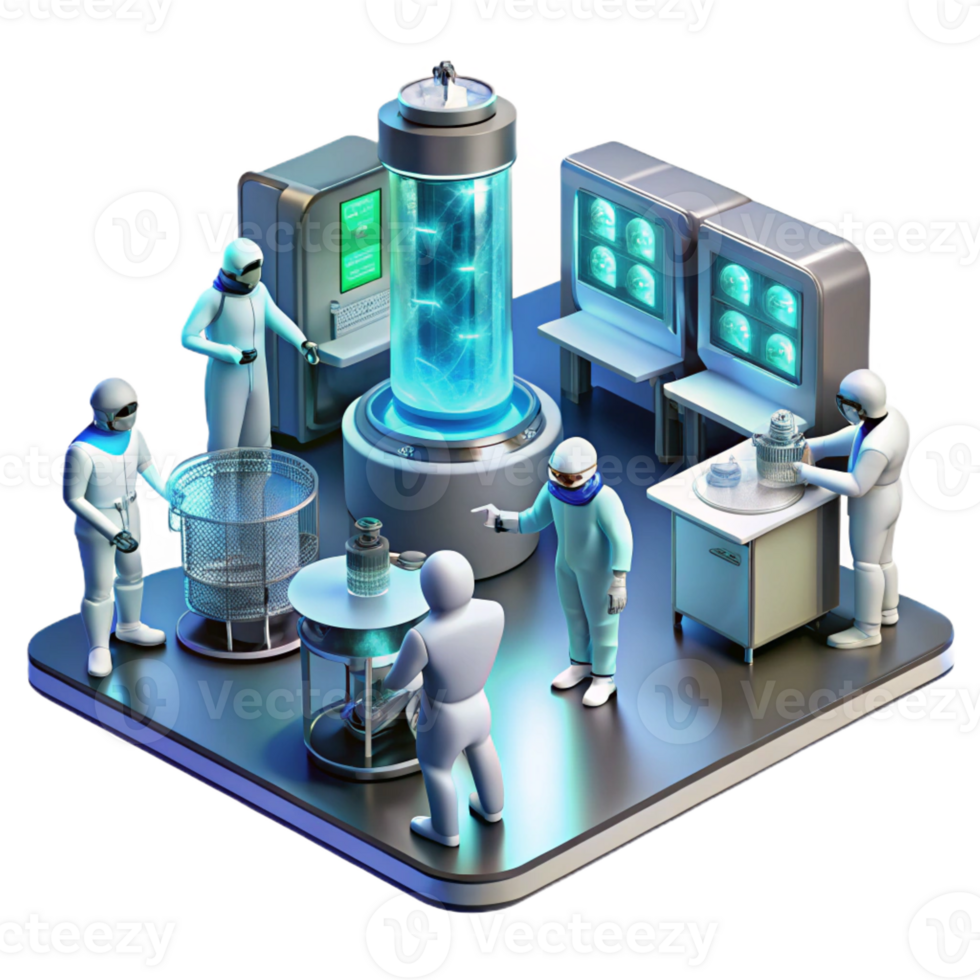 serene vintage A Futuristic Laboratory Filled with Glo detailed png