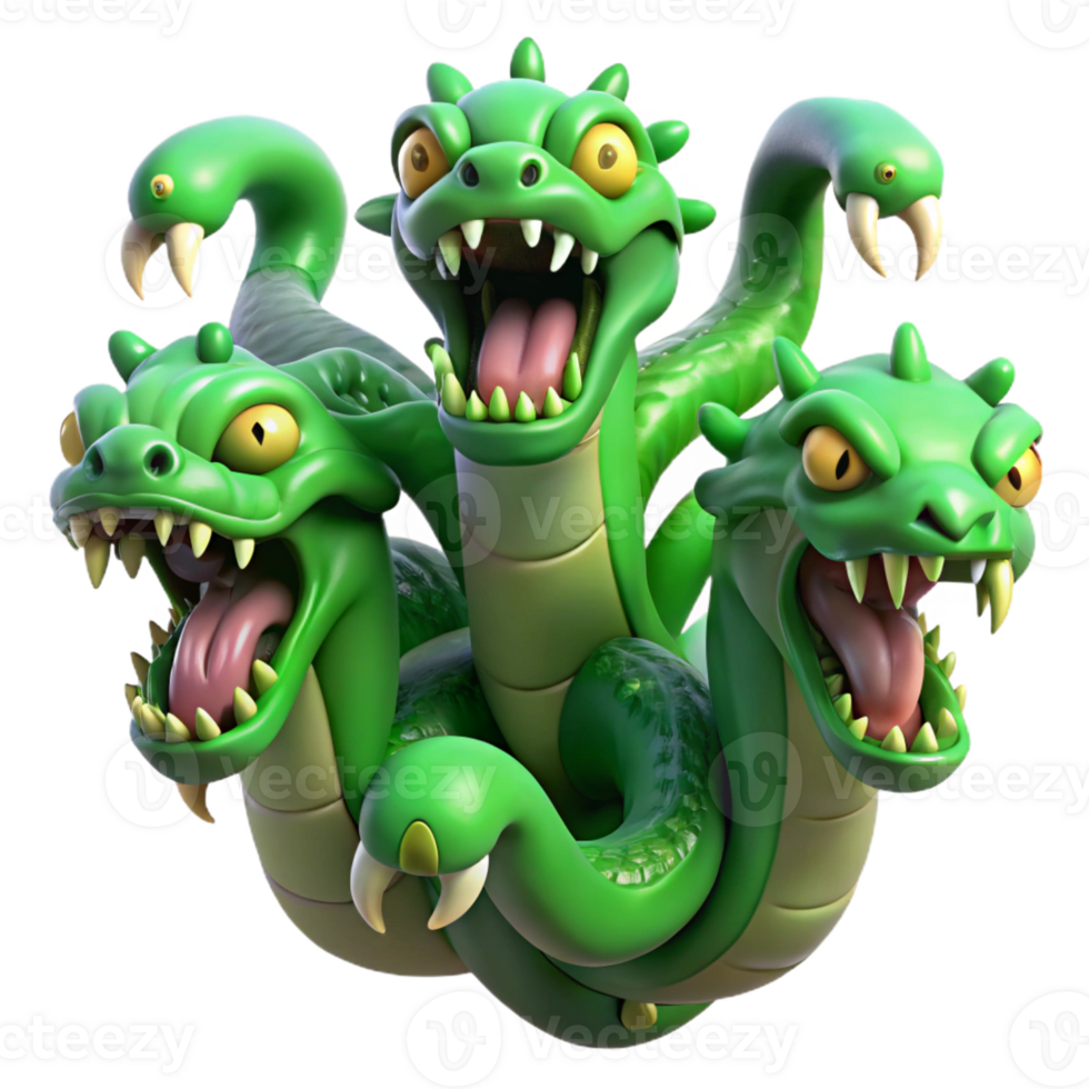 serene creative Fearsome Hydra with Multiple Heads genuine png