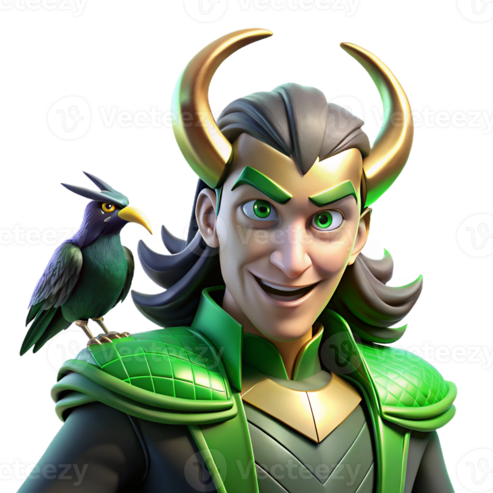 impressive modern A Mischievous Loki Shapeshifting Into a R premium png