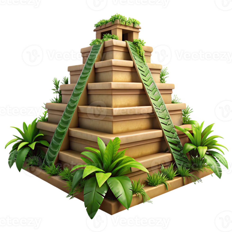 impressive vintage An Ancient Mayan Pyramid Overgrown with Ju exclusive png