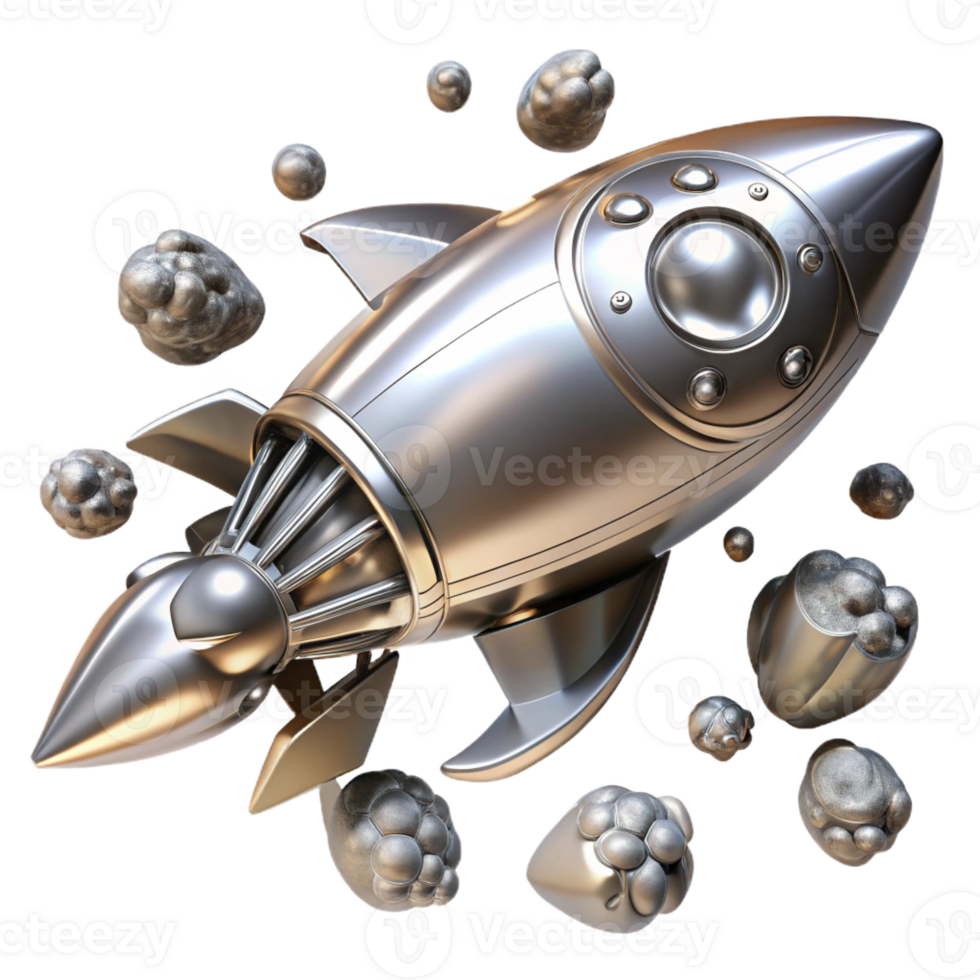 vibrant rustic Sleek Silver Spaceship Iridescent Details professional png