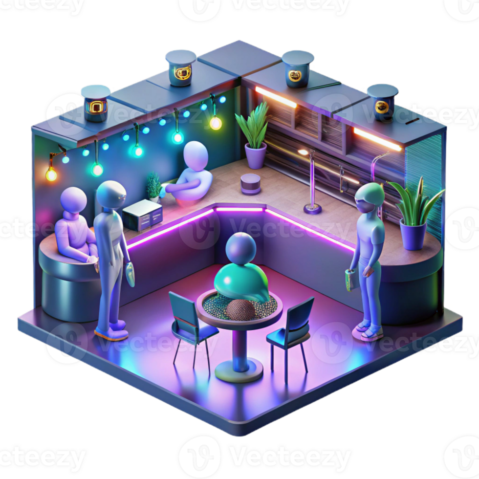 vibrant traditional Futuristic Alien Bar Scene genuine png
