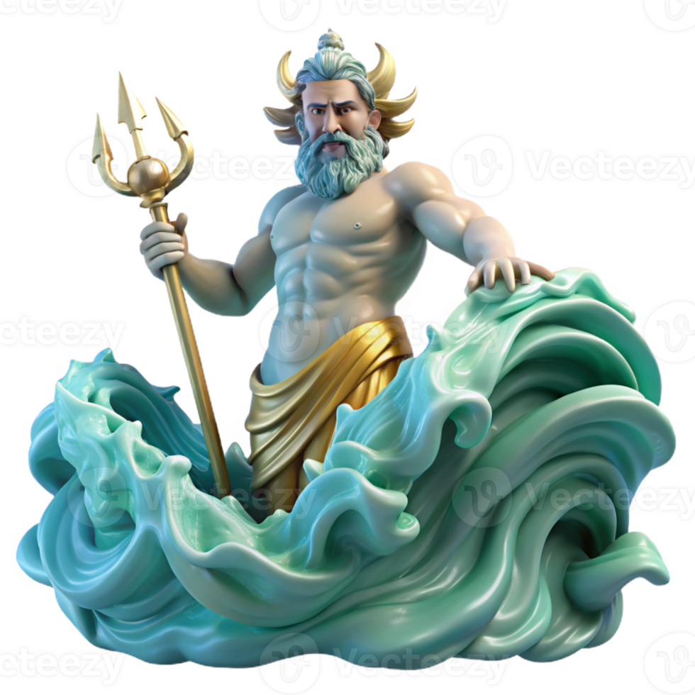 stunning artistic A Stoic Poseidon Commanding the Waves Tu professional png