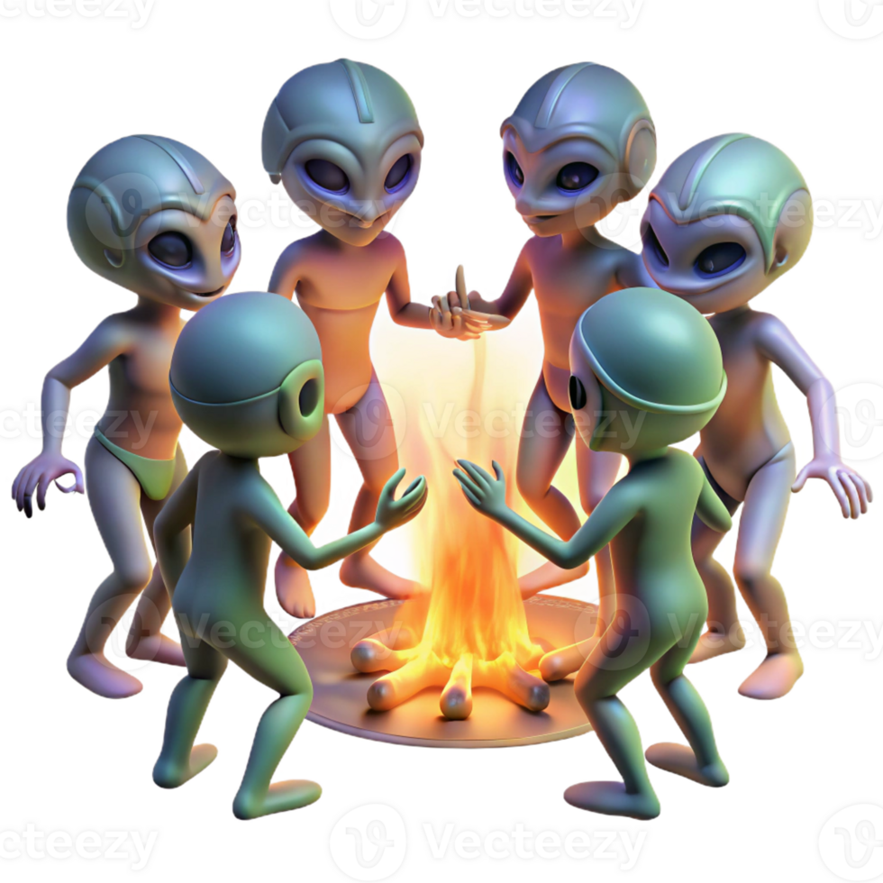 magnificent artistic A Group of Aliens with Iridescent Skin E png