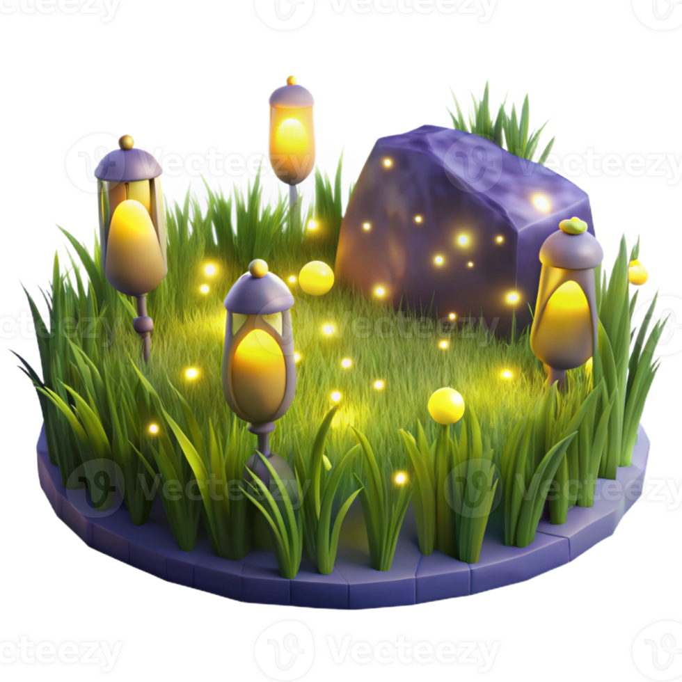 serene traditional A Field of Glowing Fireflies Illuminati genuine png