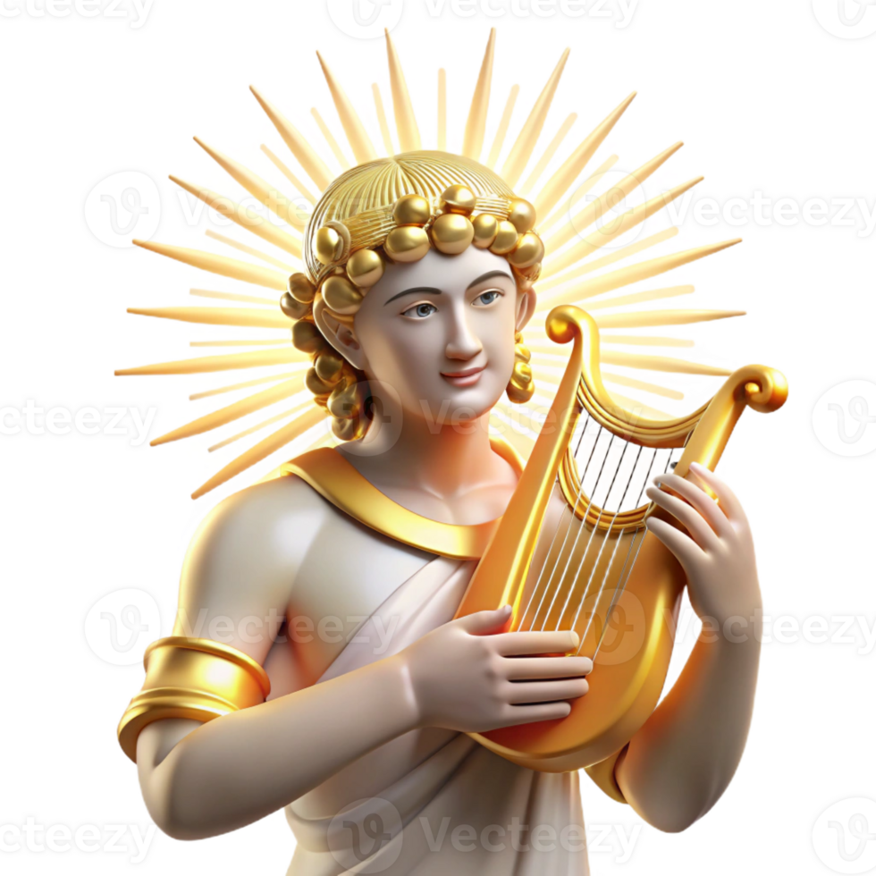 impressive vintage Apollo Playing a Golden Lyre high resolution png