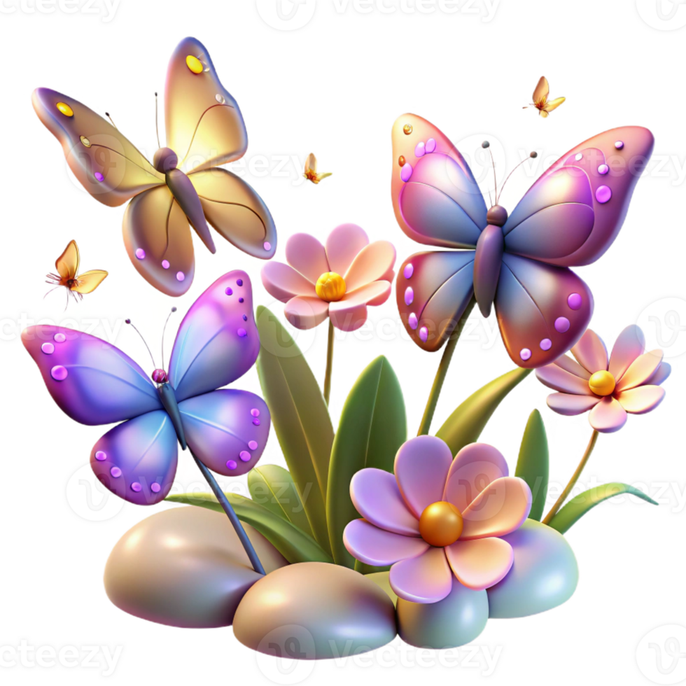 elegant creative A Group of Butterflies Fluttering Around premium png